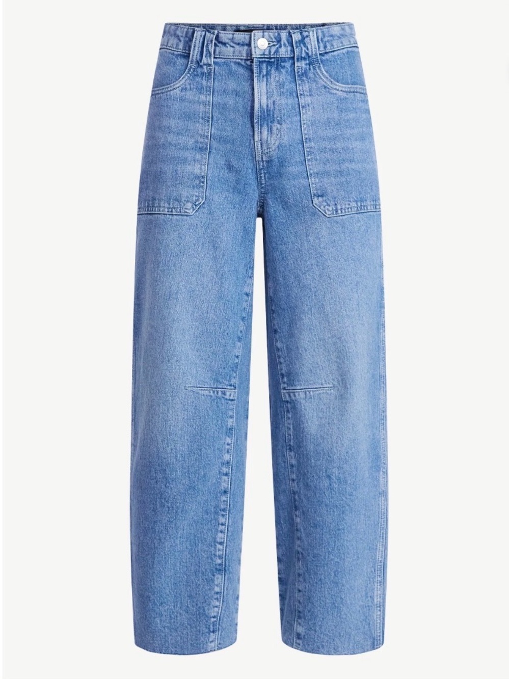 NWT Free Assembly Womens Cropped‎ Carpenter Barrel Jeans Size 14 Sky Blue Indigo
